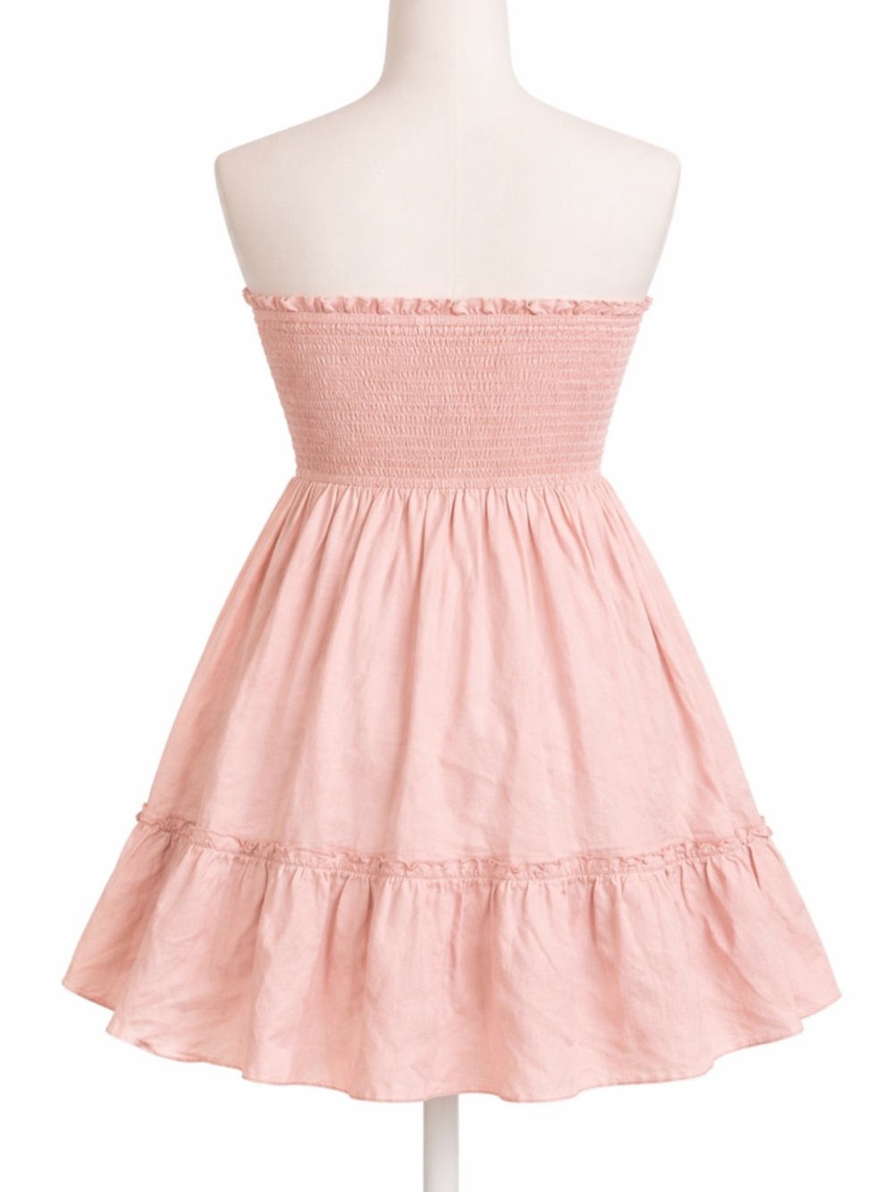 Amazon Coral Strapless Tie-Front Ruffle Mini Dress - Picture 4 of 10
